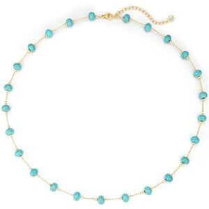 Turquoise Necklace for Women 14K Gold Plated Beaded Heart Choker Boho